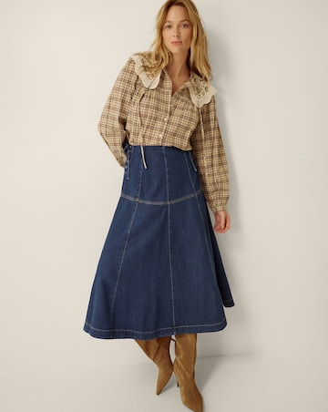 Monsoon Macy Tie Side Denim Midi Skirt