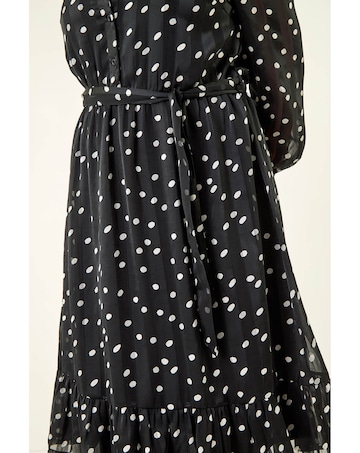 Roman Curve Polka Dot Midi Dress
