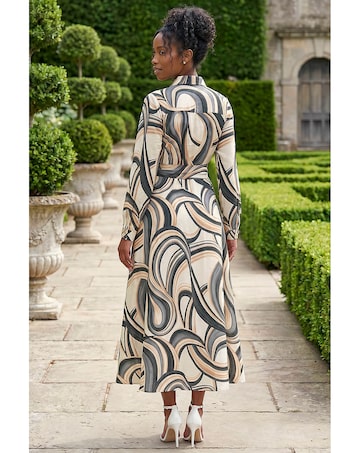 Roman Abstract Buttoned Shirt Dress