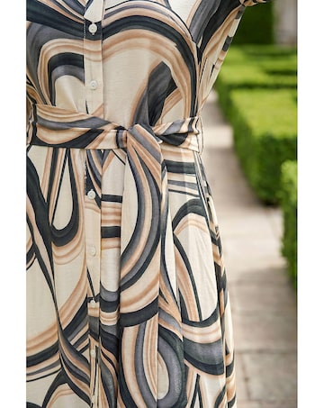 Roman Abstract Buttoned Shirt Dress