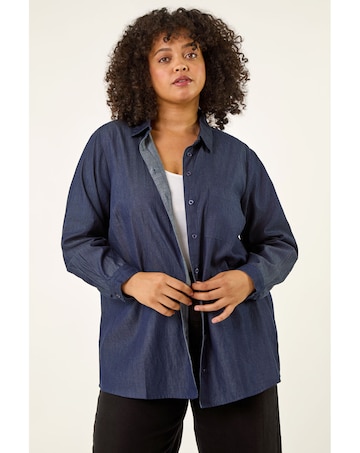 Roman Curve Cotton Button Up Blouse