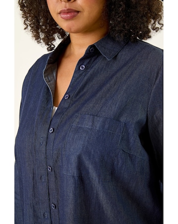 Roman Curve Cotton Button Up Blouse