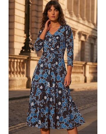 Roman Floral Puff Print Cross Dress