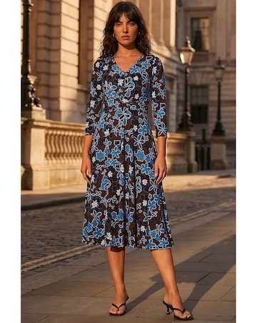 Roman Floral Puff Print Cross Dress