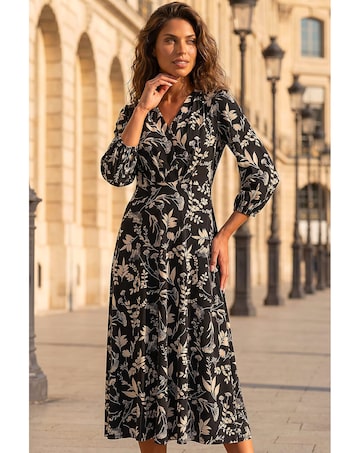 Roman Floral Print Midi Dress