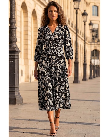 Roman Floral Print Midi Dress