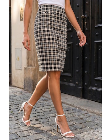 Roman Check Stretch Skirt