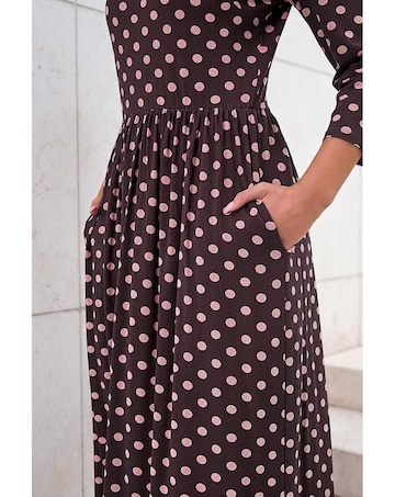 Roman Polka Dot Print Pocket Dress