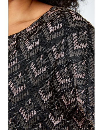 Roman Curve Glitter Stretch Shift Dress