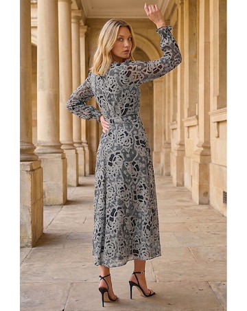 Roman Floral Rose Midi Dress