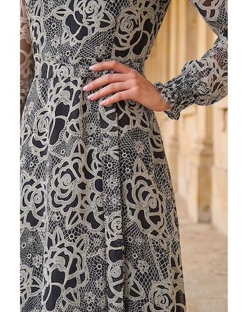 Roman Floral Rose Midi Dress