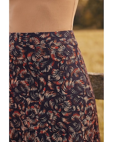 Roman Speckle Print Panel A-Line Skirt