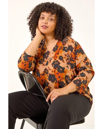 Roman Curve Watercolour Stretch Top