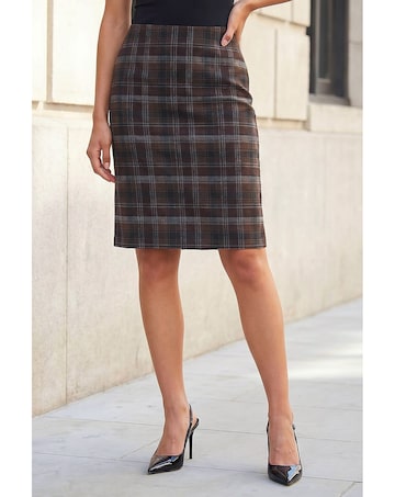 Roman Brushed Check Pencil Skirt