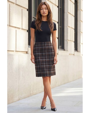 Roman Brushed Check Pencil Skirt