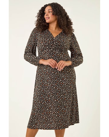 Roman Curve Spot Twist Stretch Dress