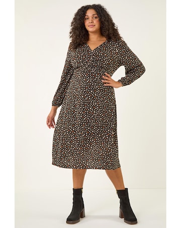 Roman Curve Spot Twist Stretch Dress