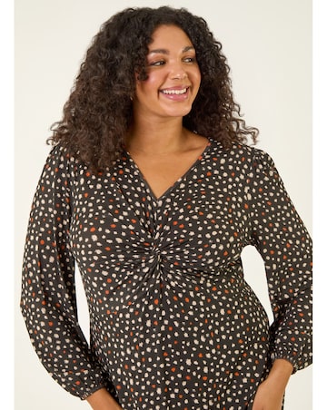Roman Curve Spot Twist Stretch Dress