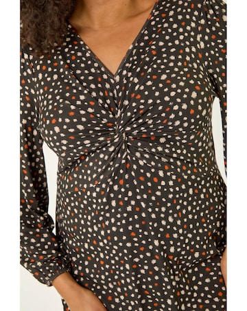 Roman Curve Spot Twist Stretch Dress