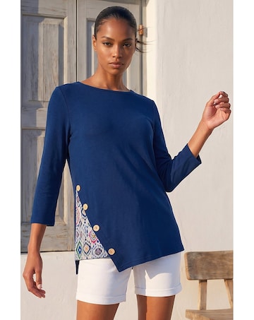 Roman Asymetric Hem Detachable Scarf Top