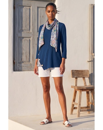 Roman Asymetric Hem Detachable Scarf Top