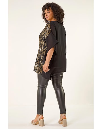 Roman Curve Zig Zag Sequin Overlay Top