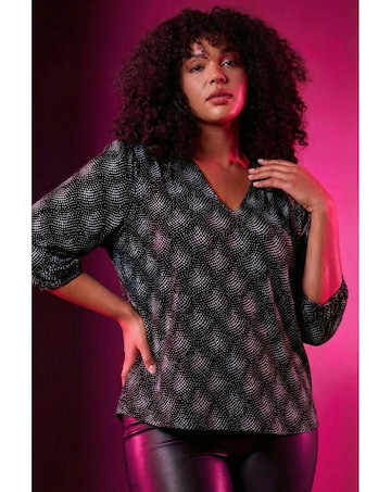 Roman Curve Glitter Sparkle Tunic Top