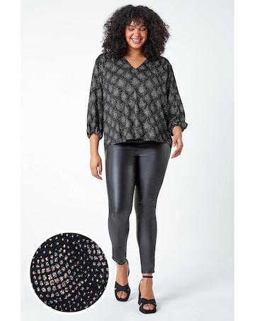 Roman Curve Glitter Sparkle Tunic Top