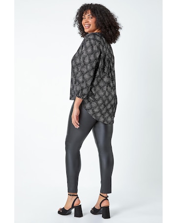 Roman Curve Glitter Sparkle Tunic Top