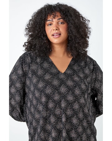 Roman Curve Glitter Sparkle Tunic Top