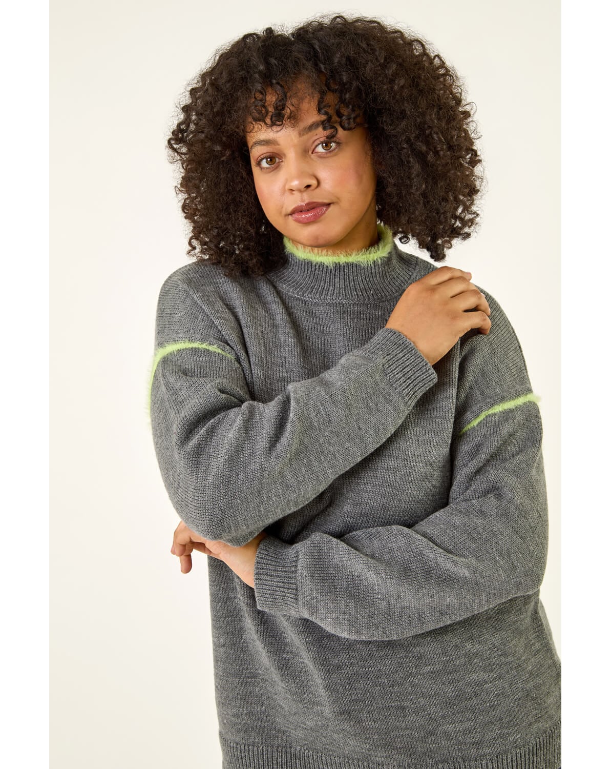 Roman Curve Trim Detail Knit Jumper