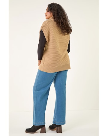 Roman Curve High Neck Tabard Knit Top