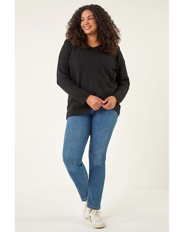 Roman Curve Stitch V-Neck Knit Jumper