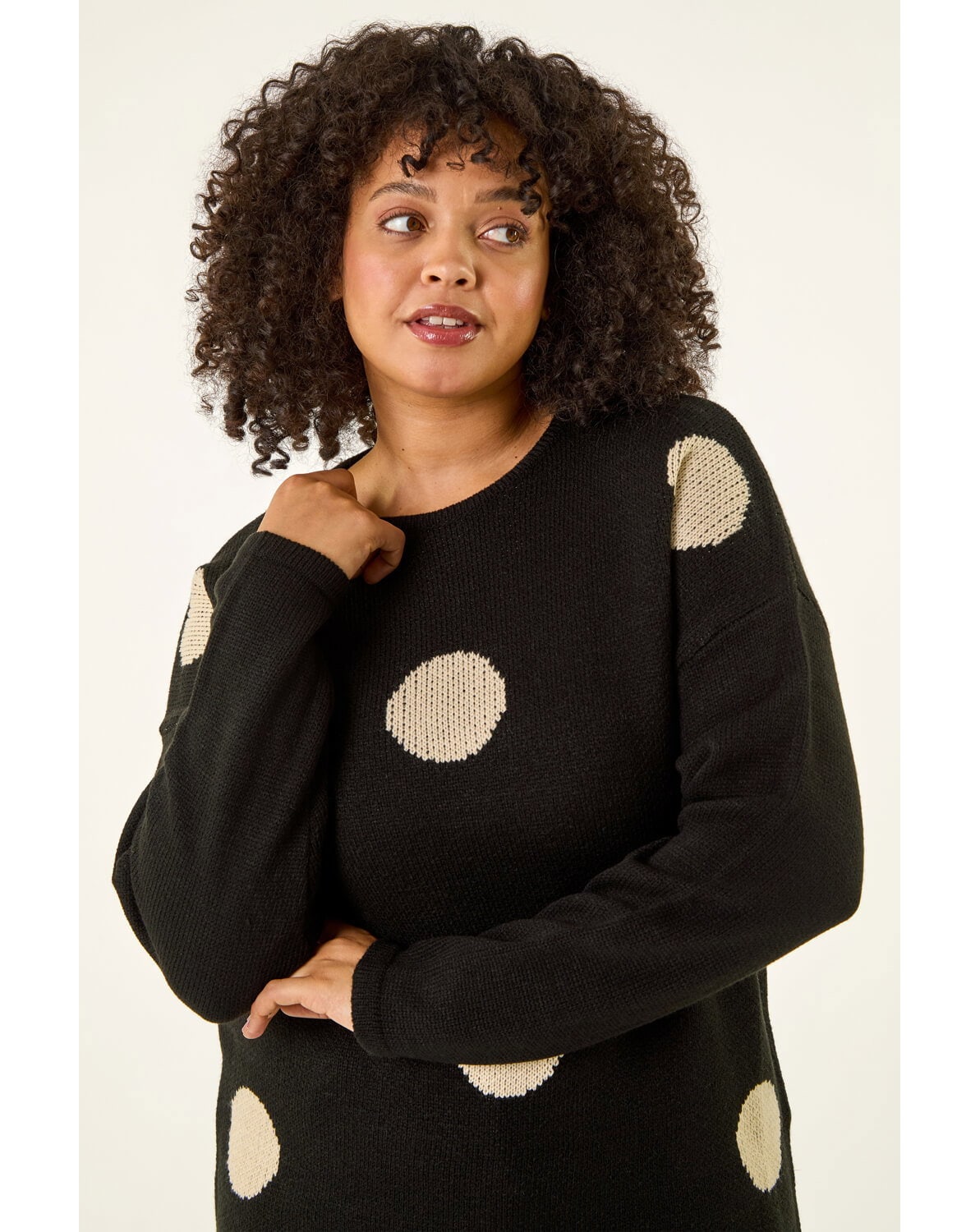 Roman Curve Large Spot Knit Jumper