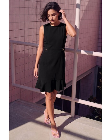 Roman Sleeveless Button Side Short Dress