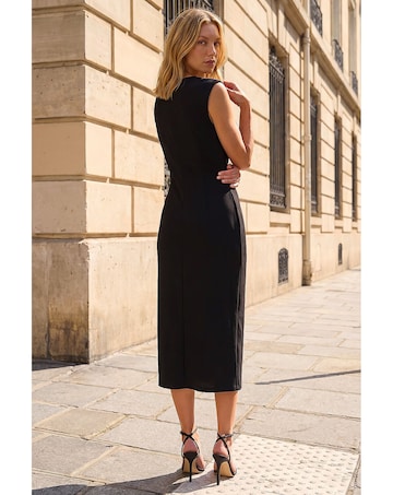Roman Side Pleat Midi Dress