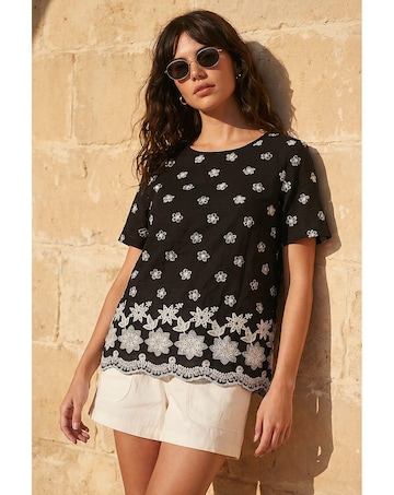 Roman Floral Embroidered Top