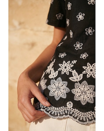 Roman Floral Embroidered Top