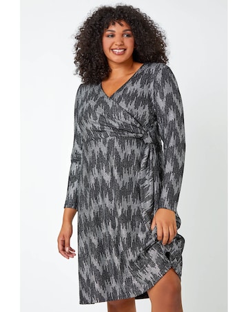 Roman Curve Shimmer Stretch Wrap Dress