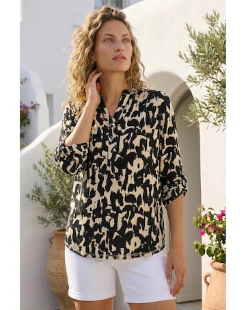 Roman Abstract Ikat Print Shirt