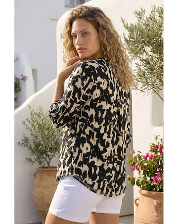 Roman Abstract Ikat Print Shirt