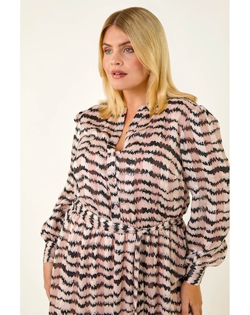 Roman Curve Animal Print Midi Dress