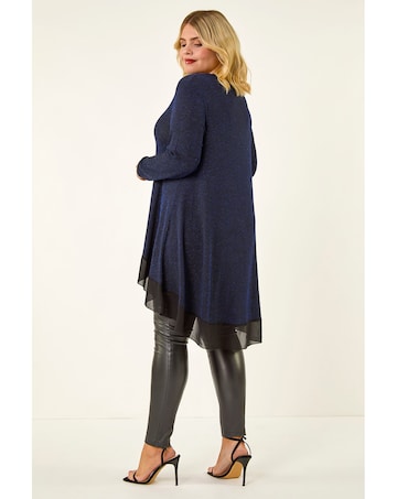 Roman Curve Glitter Chiffon Tunic Top