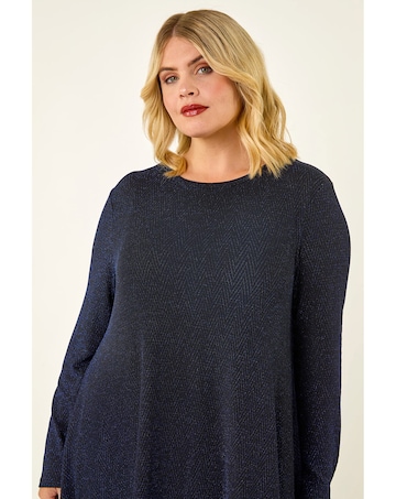 Roman Curve Glitter Chiffon Tunic Top