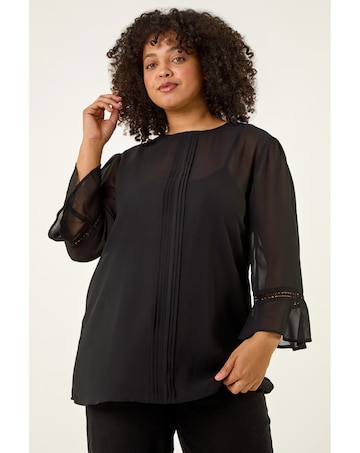 Roman Curve Pintuck Pleat Top
