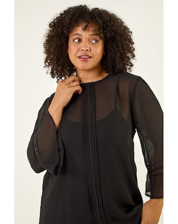 Roman Curve Pintuck Pleat Top