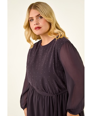 Roman Curve Hotfix Tie Waist Dress