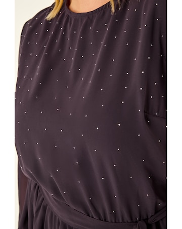 Roman Curve Hotfix Tie Waist Dress