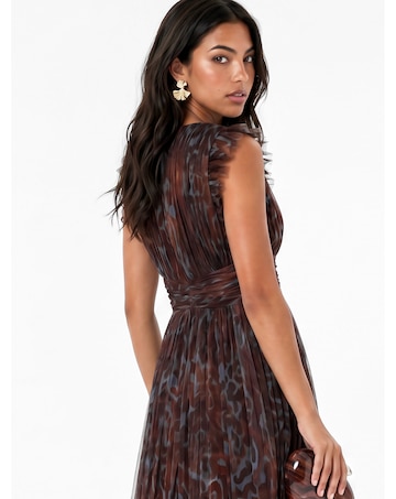 Anaya Animal Print Tulle Maxi Dress