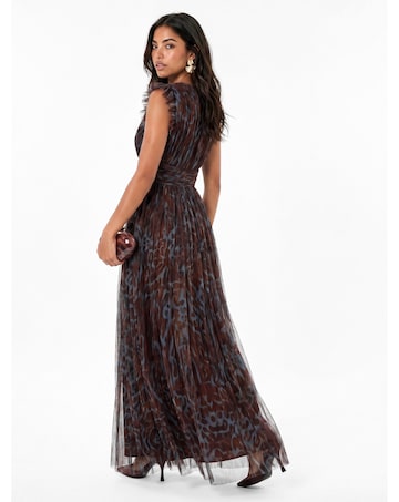 Anaya Animal Print Tulle Maxi Dress